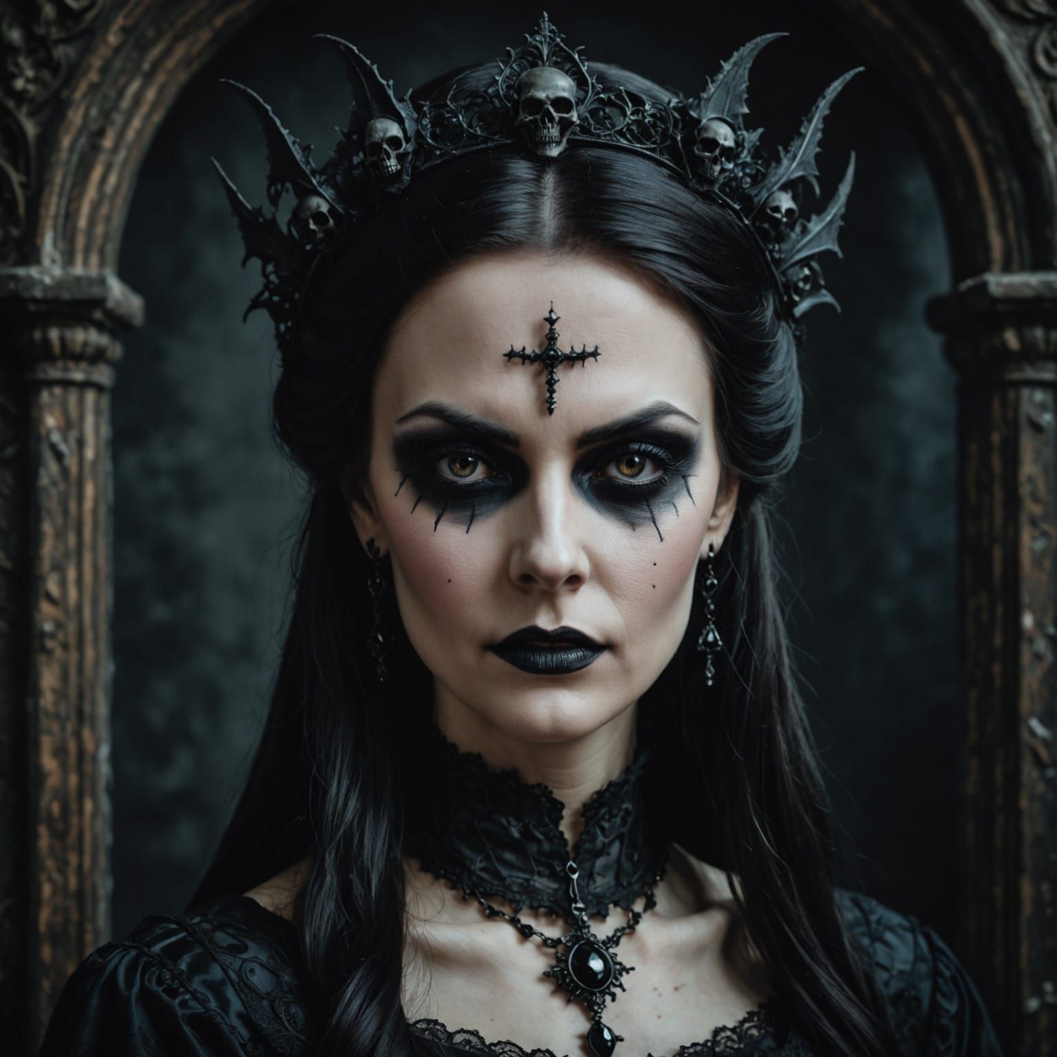 Ethereal Gothic Goddess in Dark Elegance