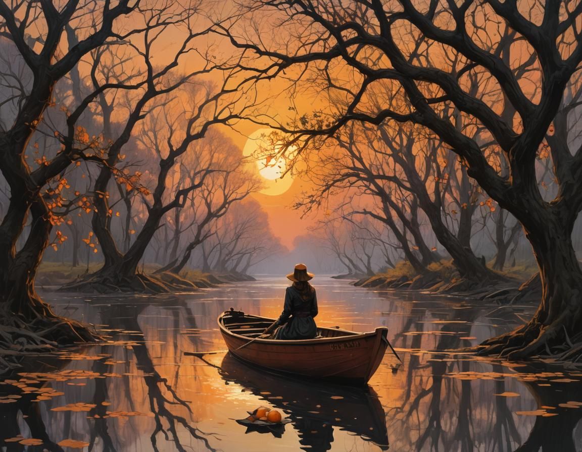 Surreal River Scene with Kaleidoscope Eyes