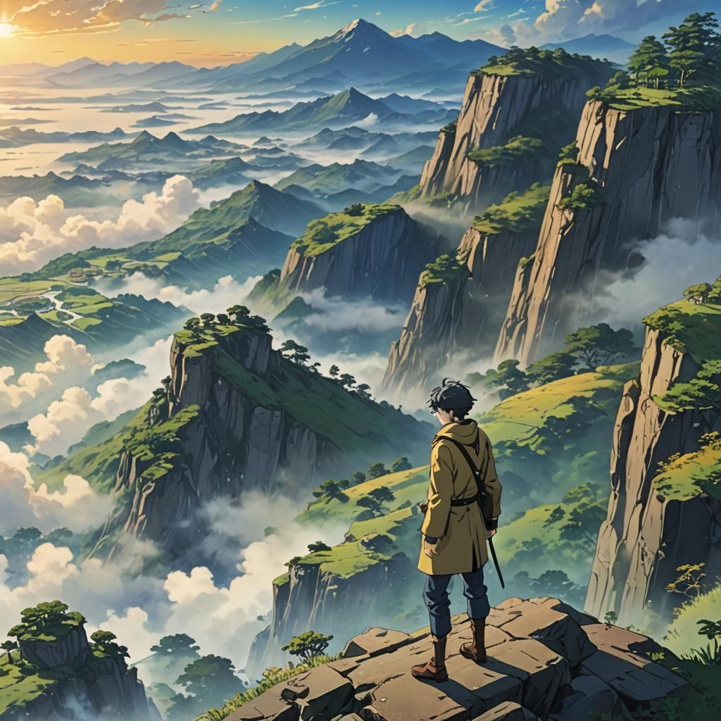 Anime Key Visual: Sigma Overlooking Misty Landscape