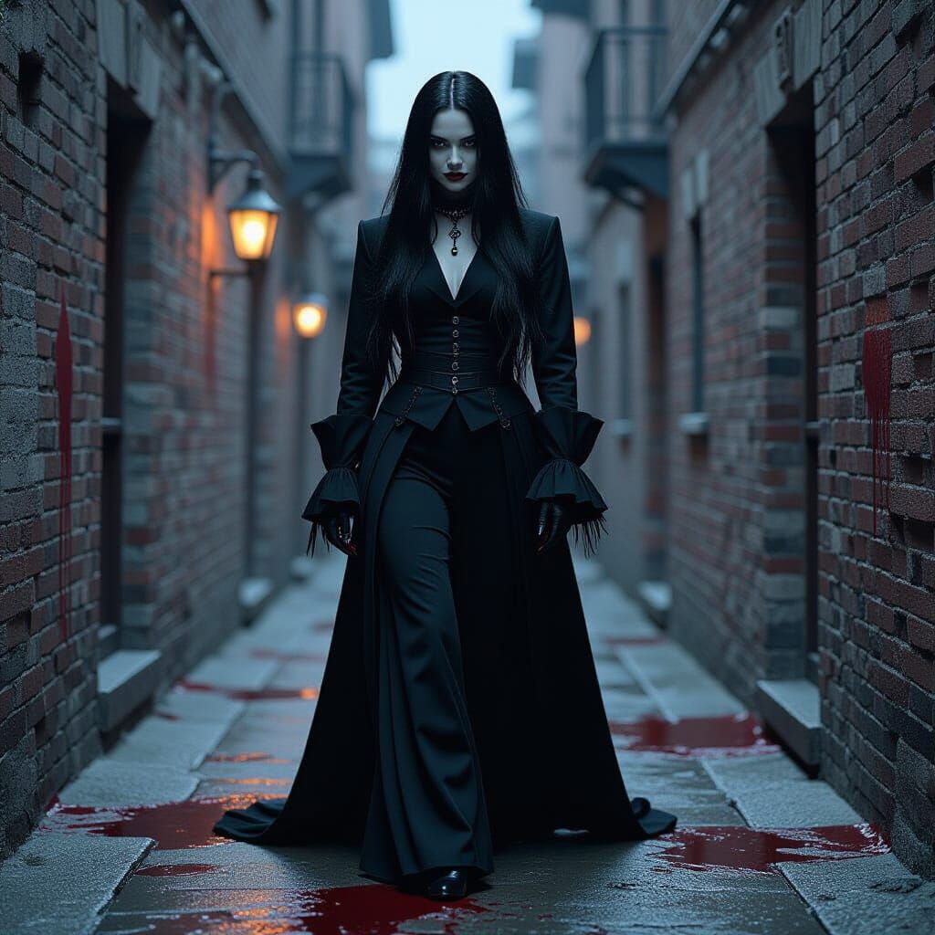 Pale Vampire in Dark Alley: Dark Surrealism