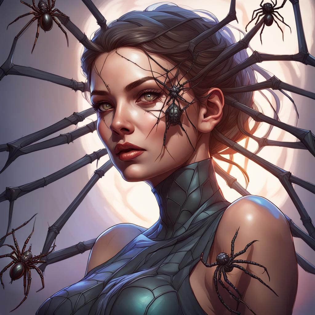 Spider Queen Portrait in Hyperdetailed Digital Art
