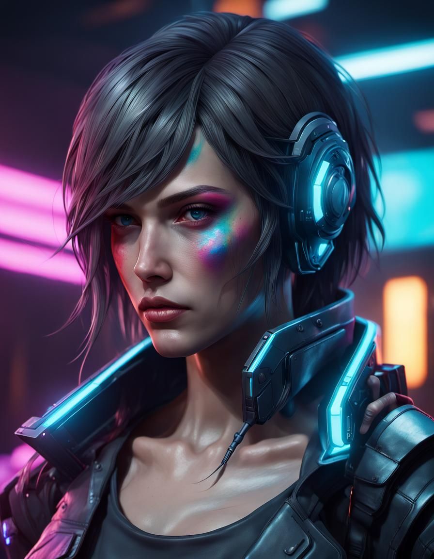 Cyberpunk Food Transport Portrait in Neon Light