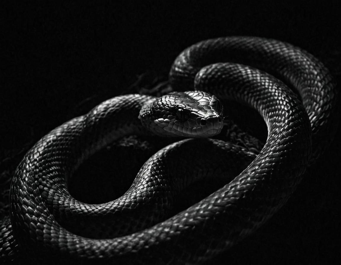 Striking Snake Silhouette in Black and White