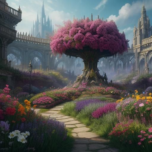 Fantastical Flowers in a Colorful Fantasy Bowl