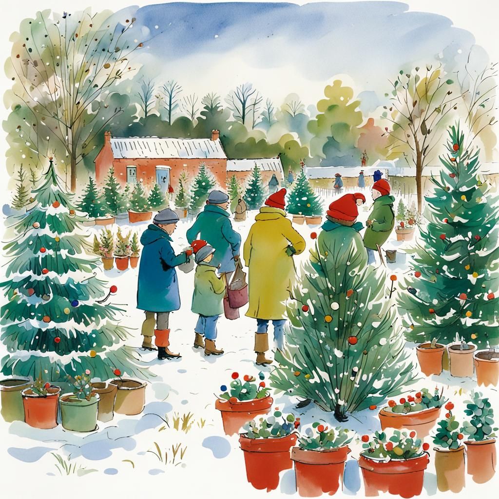 Merry Christmas Garden Scene in Winter