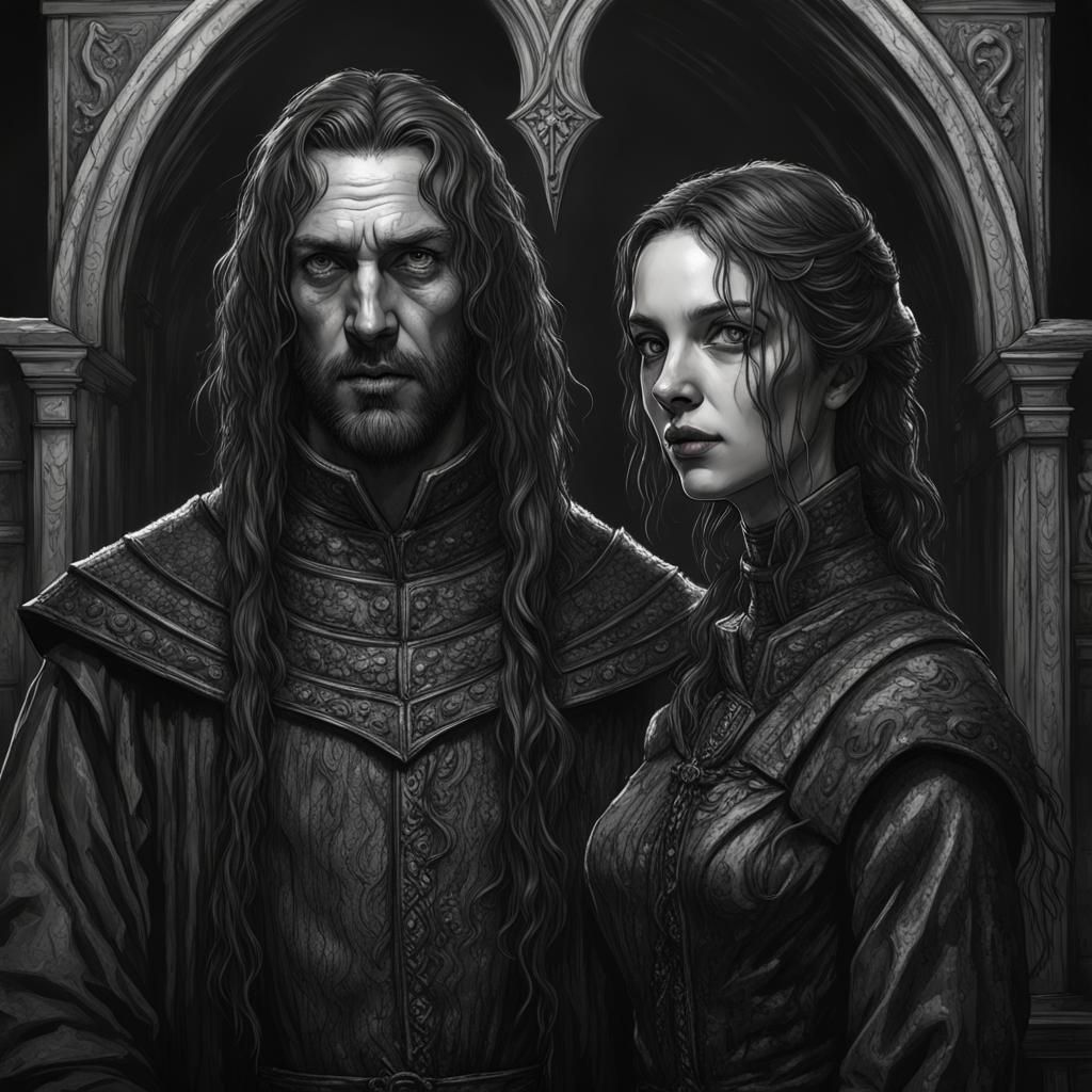 Gothic Couple Portrait in Dark Fantasy Style