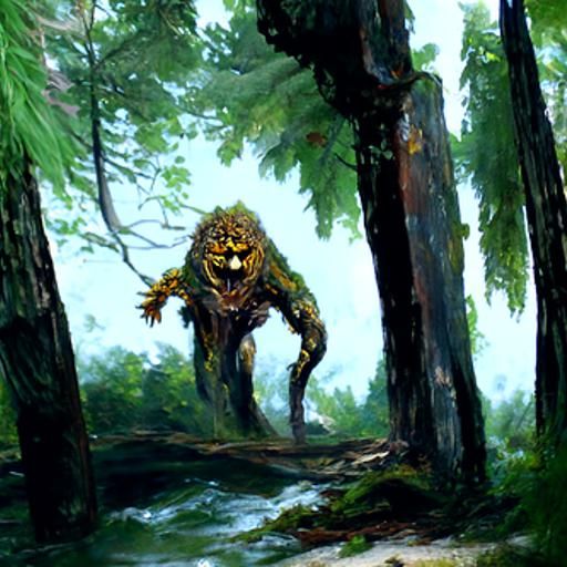 Forest Monster in Oil Painting Style
