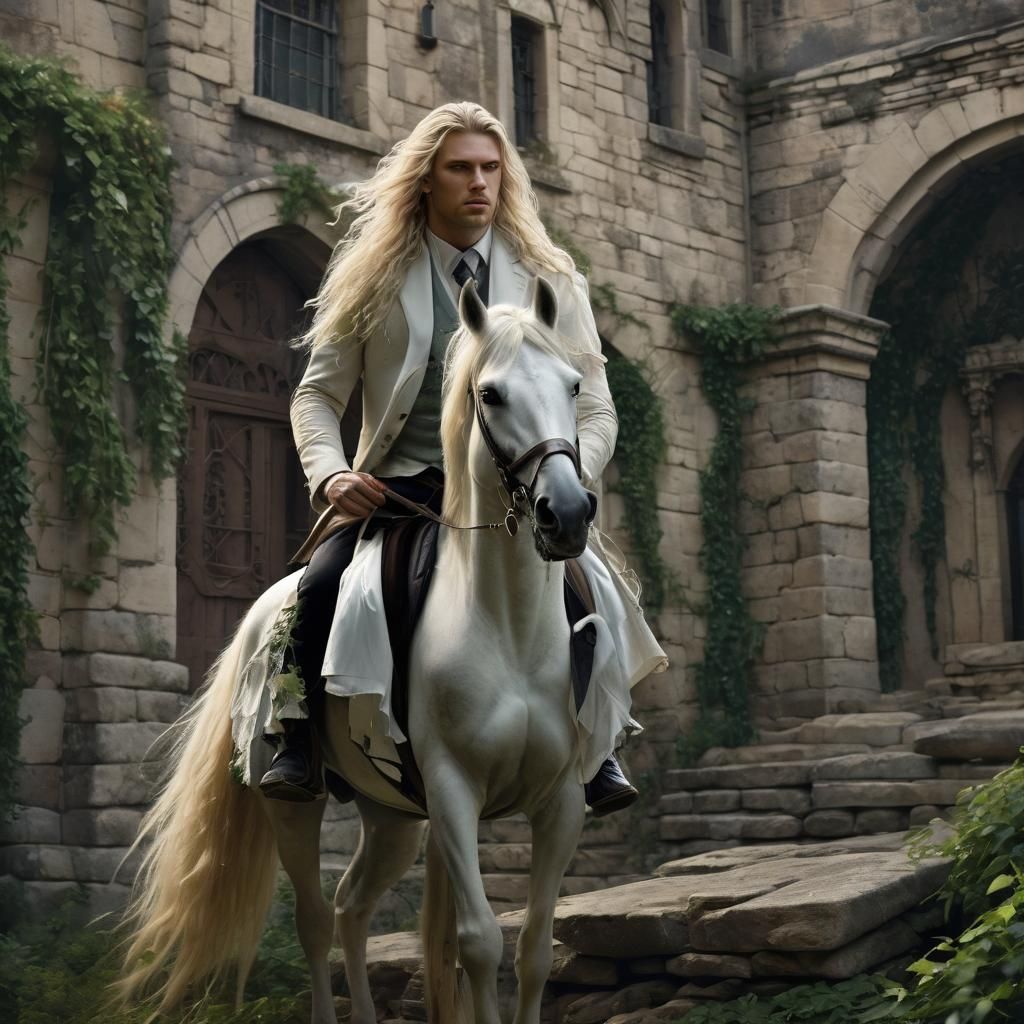 Mystical Knight on Horseback in Dark Fantasy Style