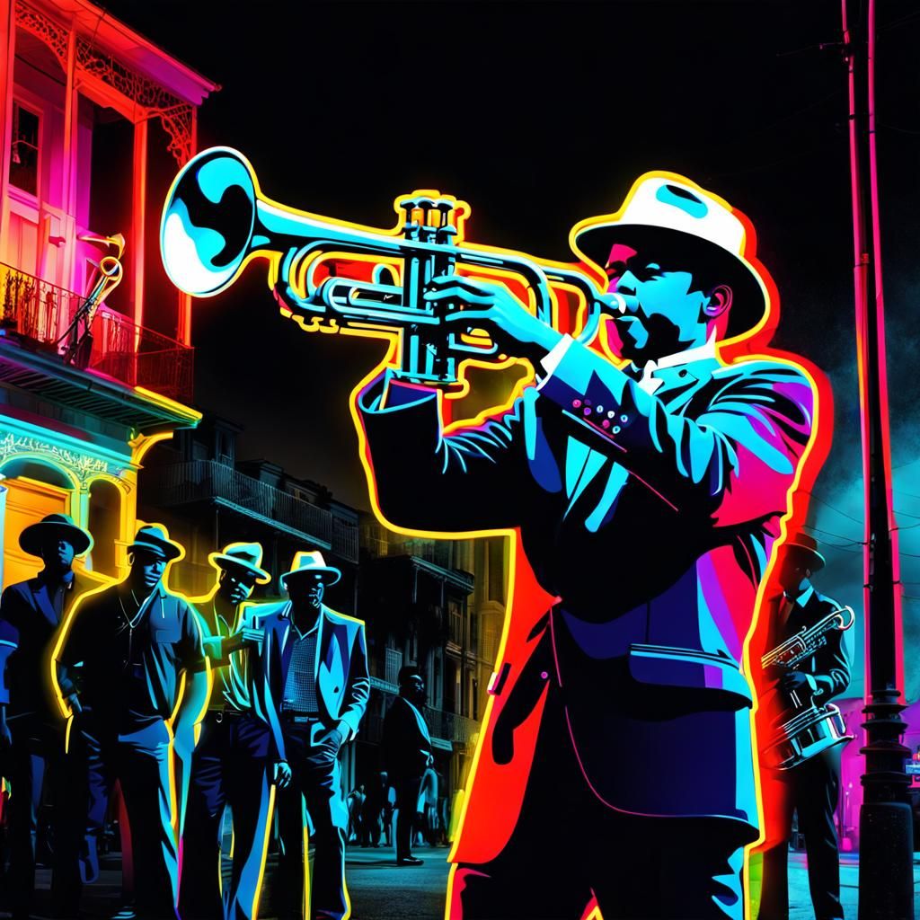 New Orleans Jazz Sign in Neon Colors