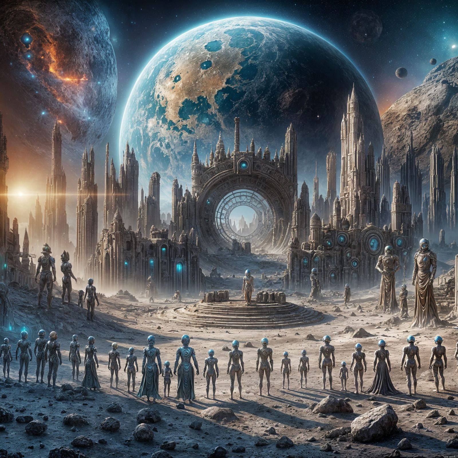 Ruined Lunar City Guarded by Aliens