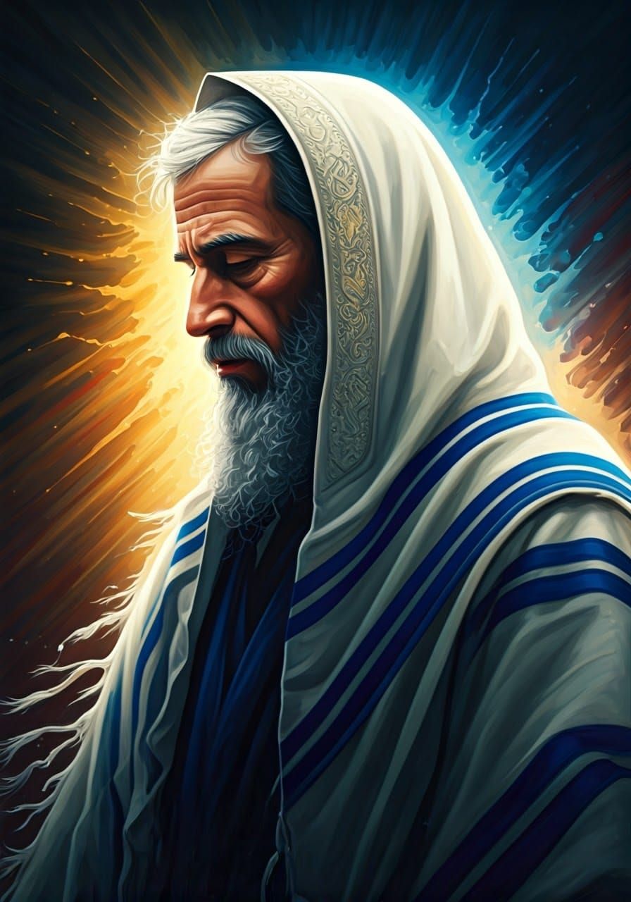 A Tallit of the Jewish People Flutters in the Wind as Impres...