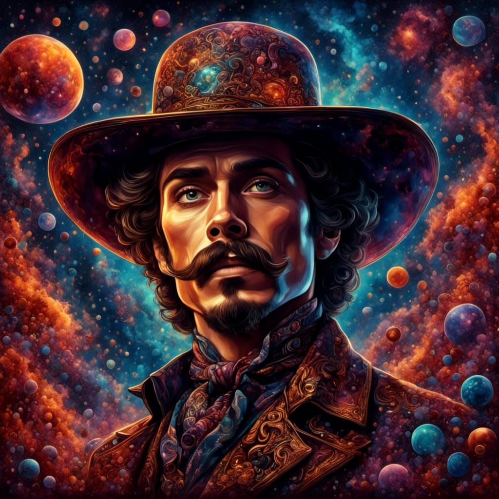 Doc Holliday Portrait in Psychedelic Starscape