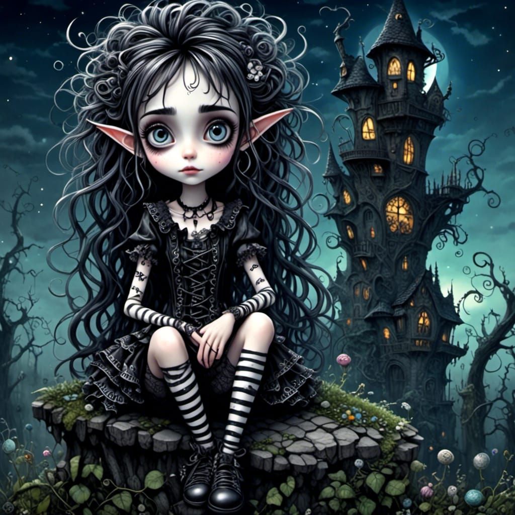 Punk Elf on Rooftop Garden in Burton Style