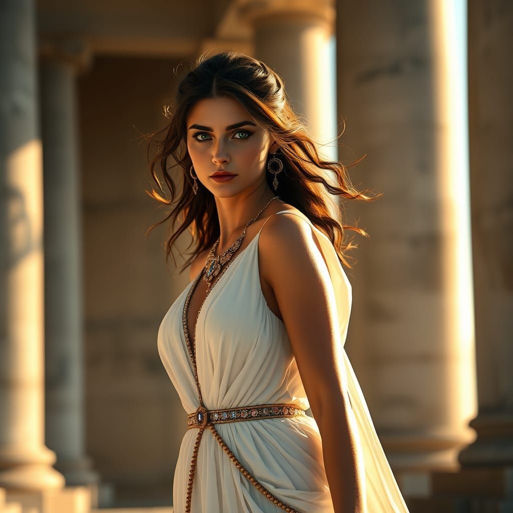 Elegant Roman Goddess in Ancient Splendor