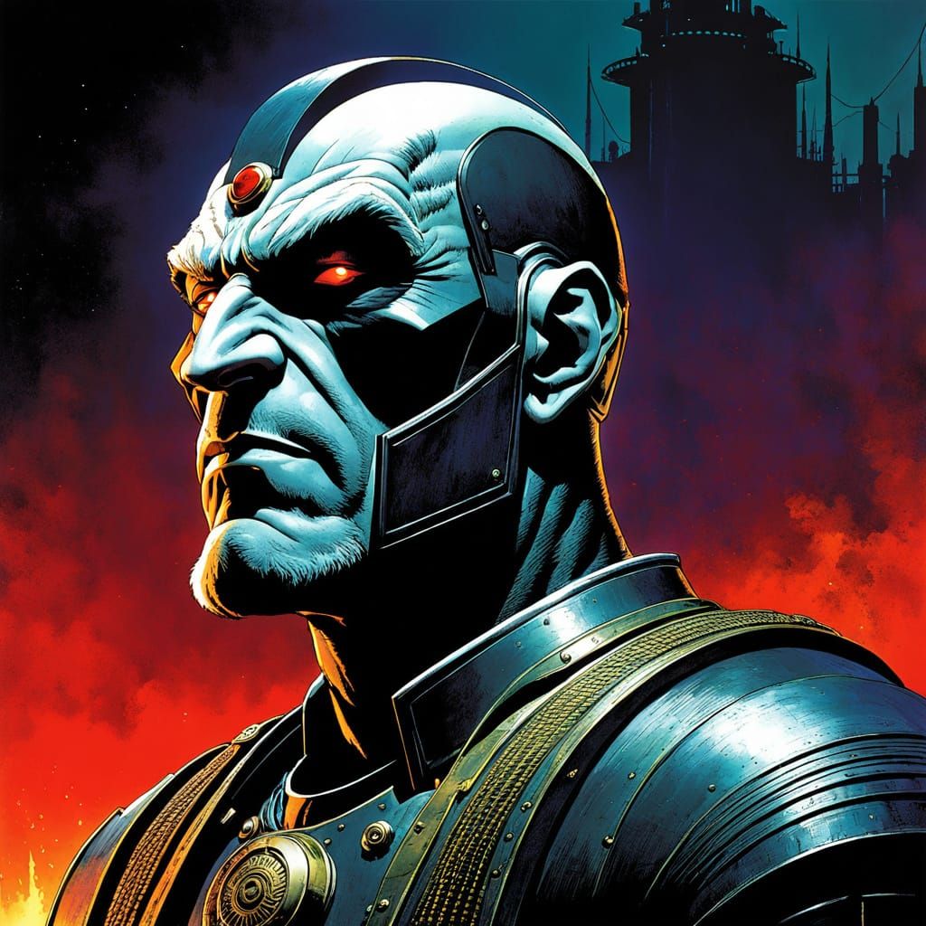 Surreal Dystopian Ruler in Retro Comic Book Style