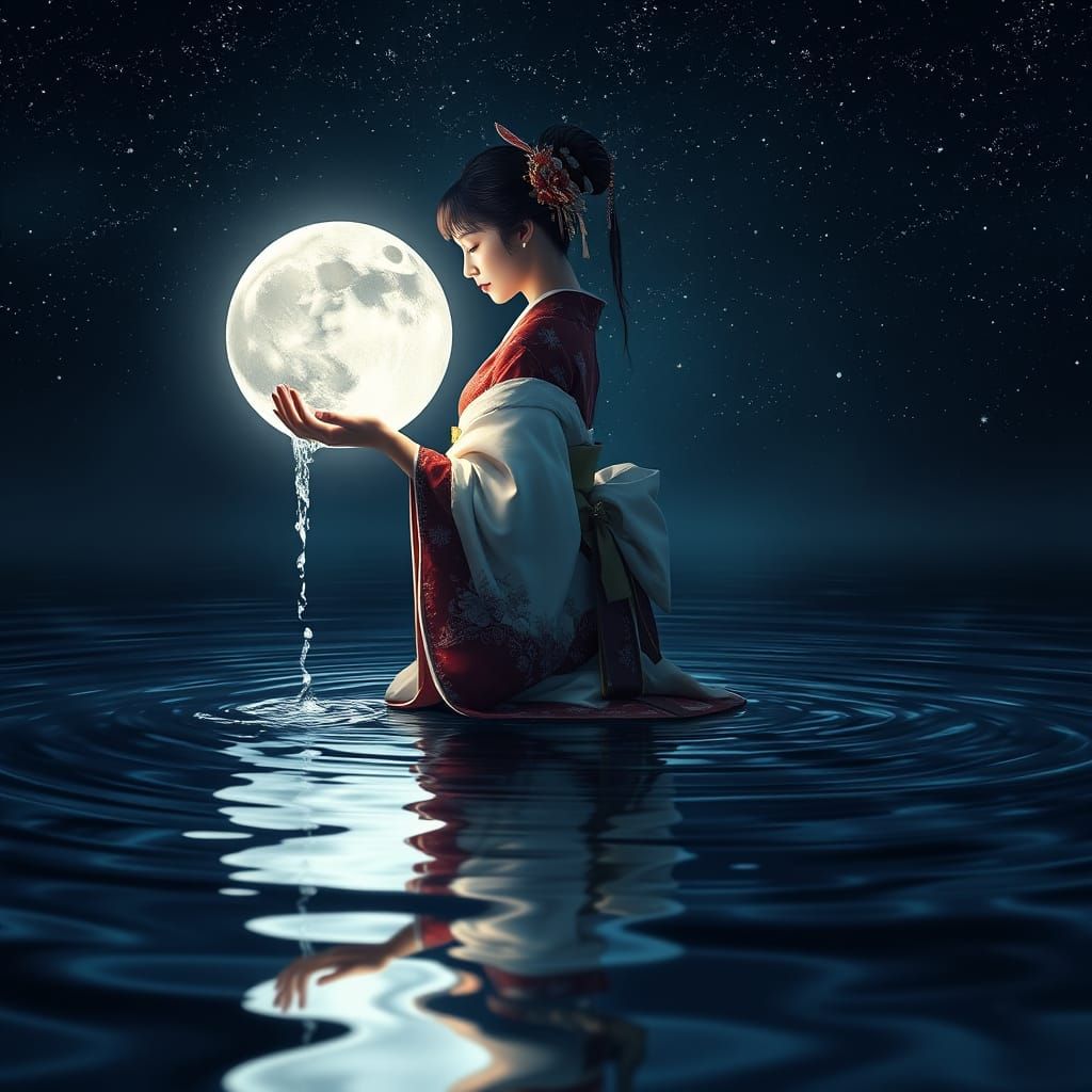 Young Geisha Adorned by Celestial Beauty