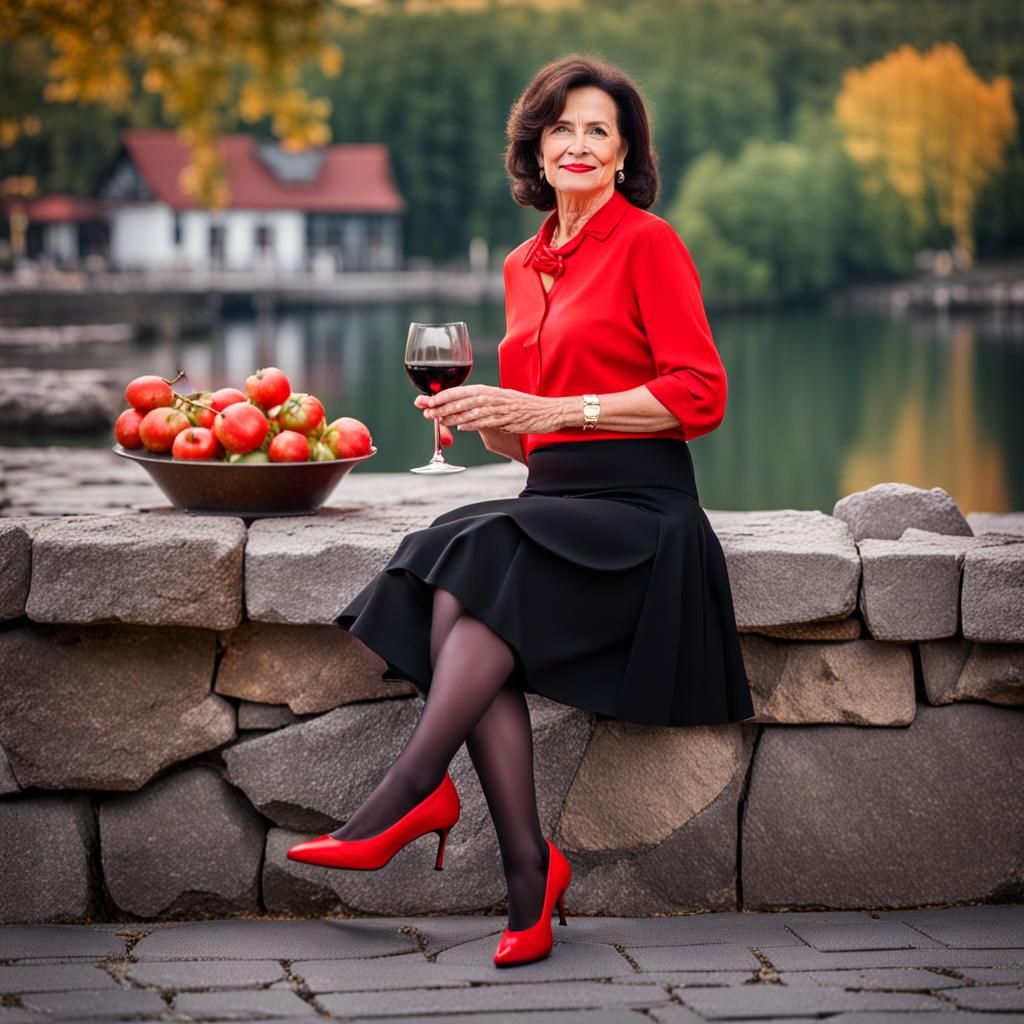 Confident Woman with Wine, Professional Photography
