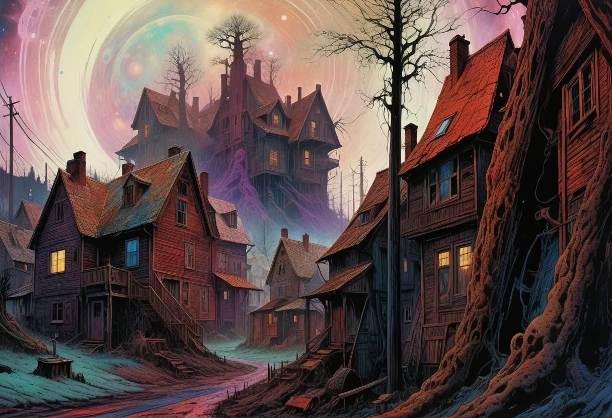 Country Village in Dark Nebula Void