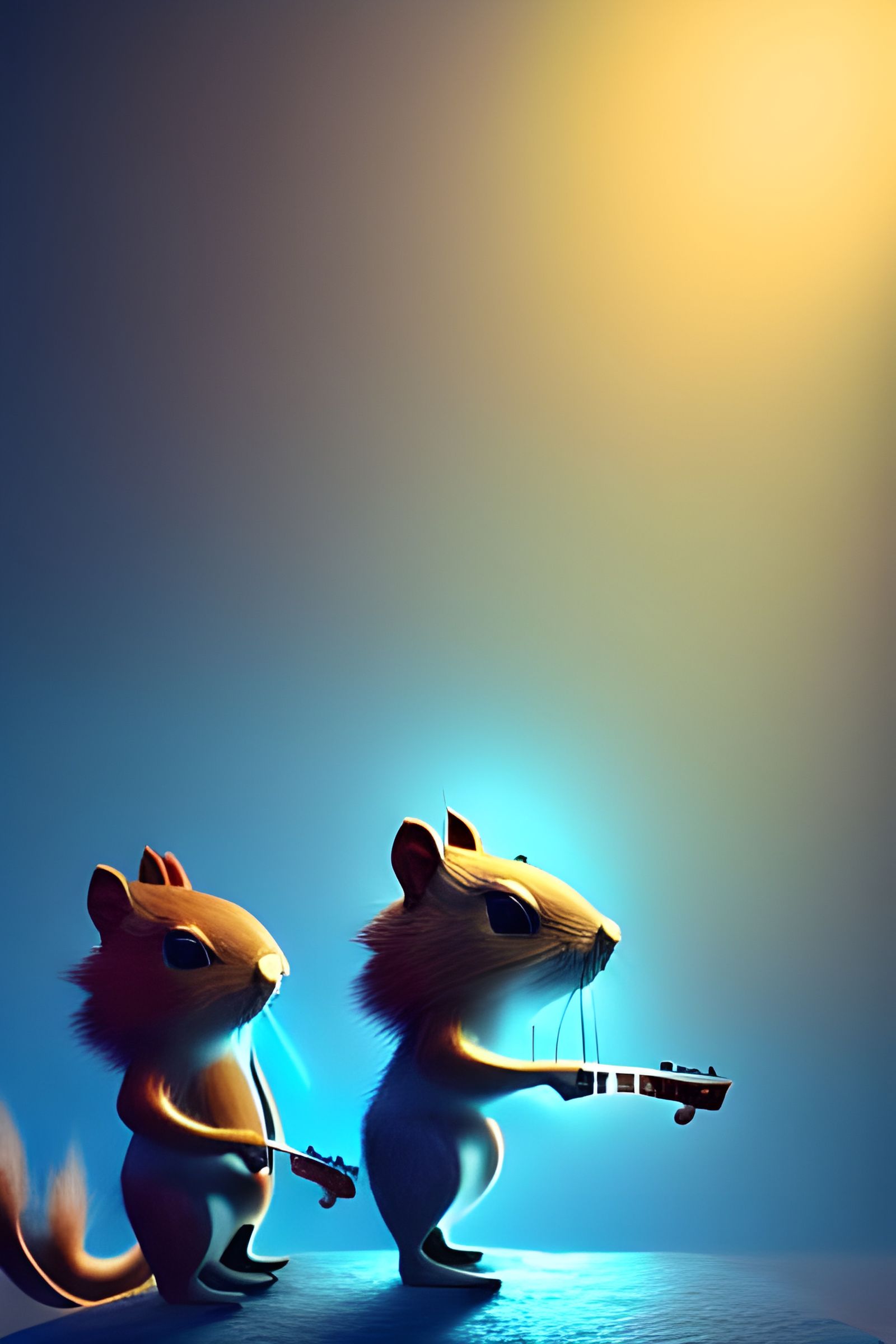 Squirrel Musicians in a Photorealistic 3D Render