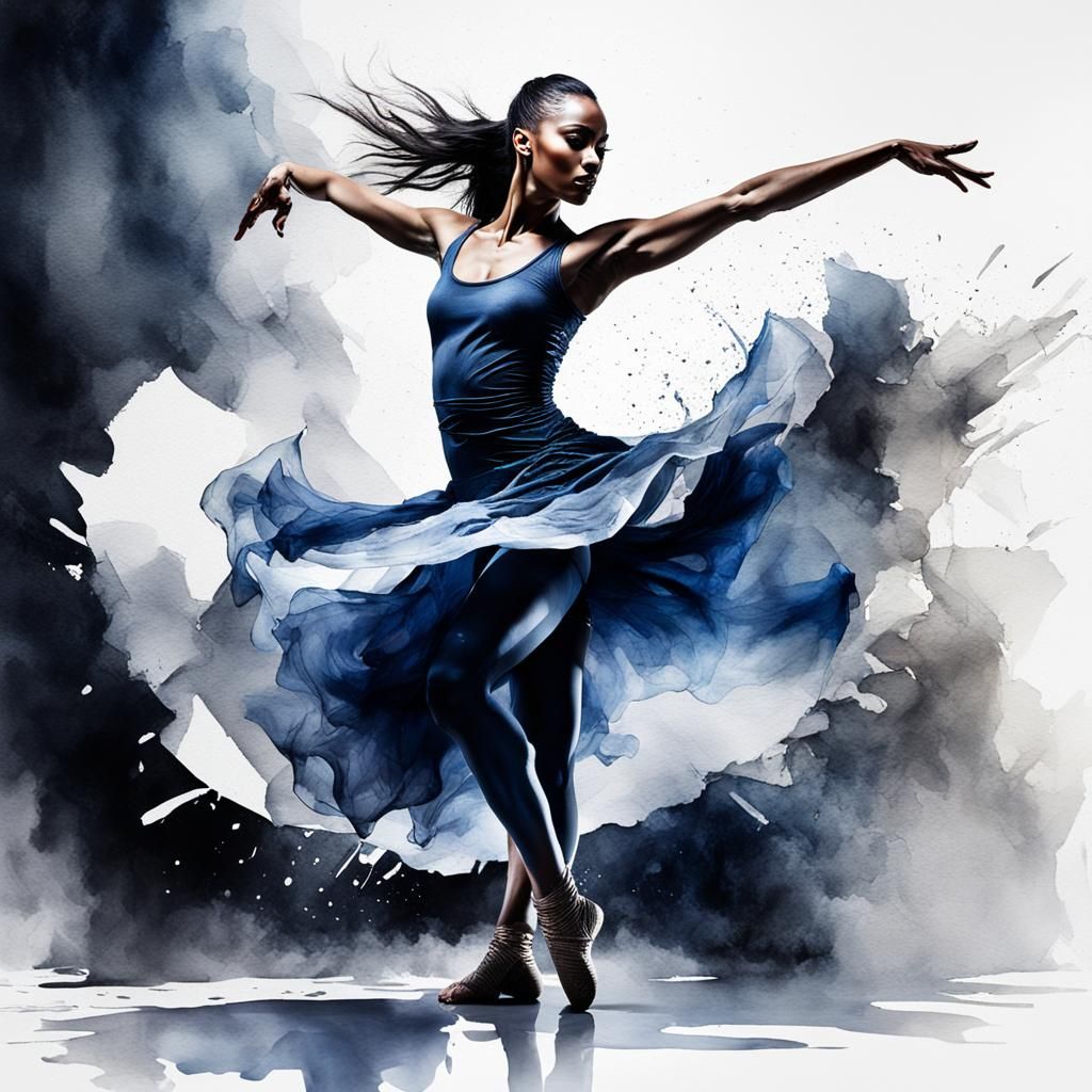 Emotional Dancer in Motion: Watercolour Painting