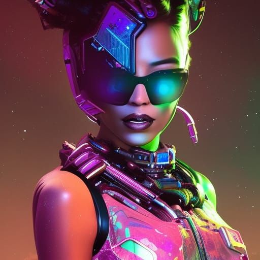 Seductive Alien AI: Cyberpunk Sci-Fi Concept Art