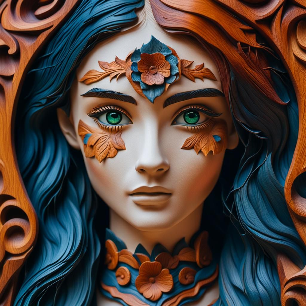 Detailed AI-Generated Wood Carvings