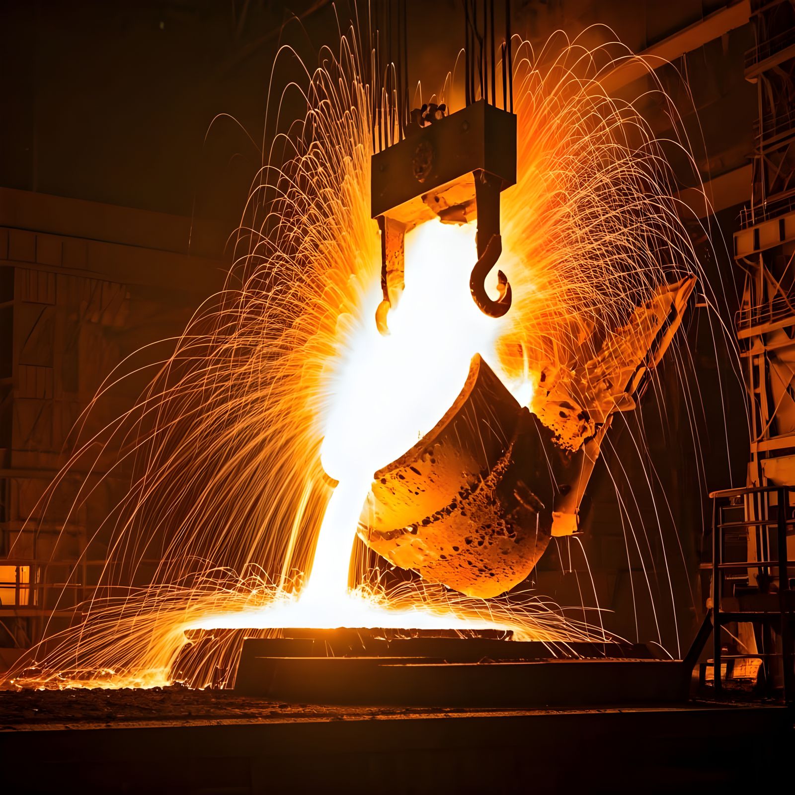 Industrial Iron Casting: Molten Metal Pouring
