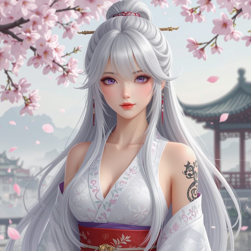 Stunning 3D Anime-Realistic Portrait of a Chinese-Romani Wom...