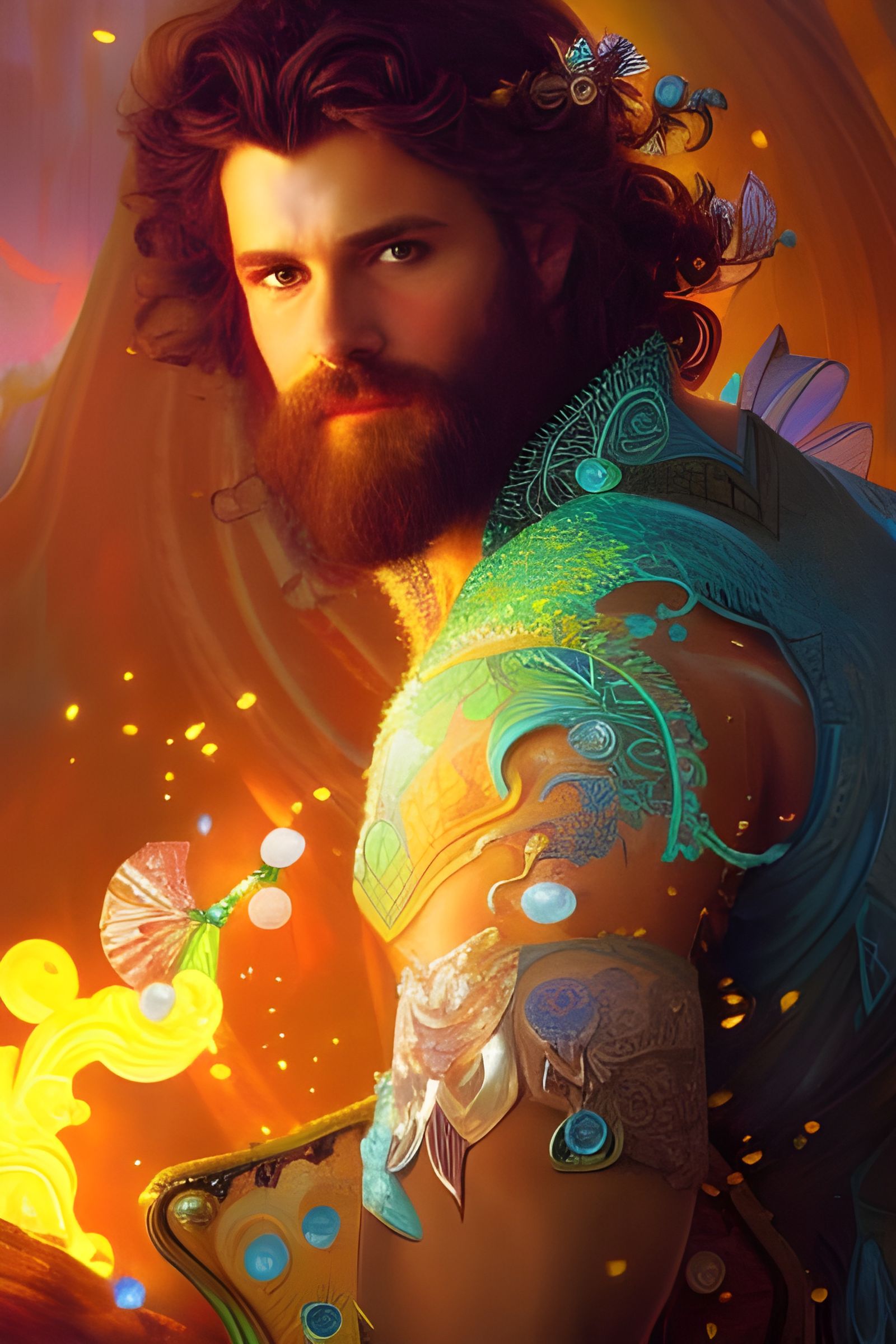 Fairy King Portrait in Fairycore Comic Art Style