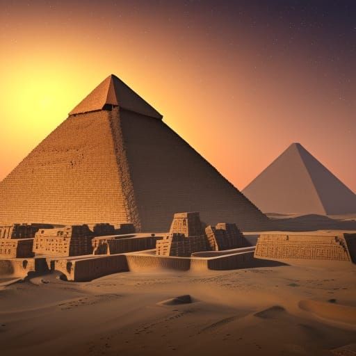 Egyptian Pyramids in Detailed Matte Painting Style