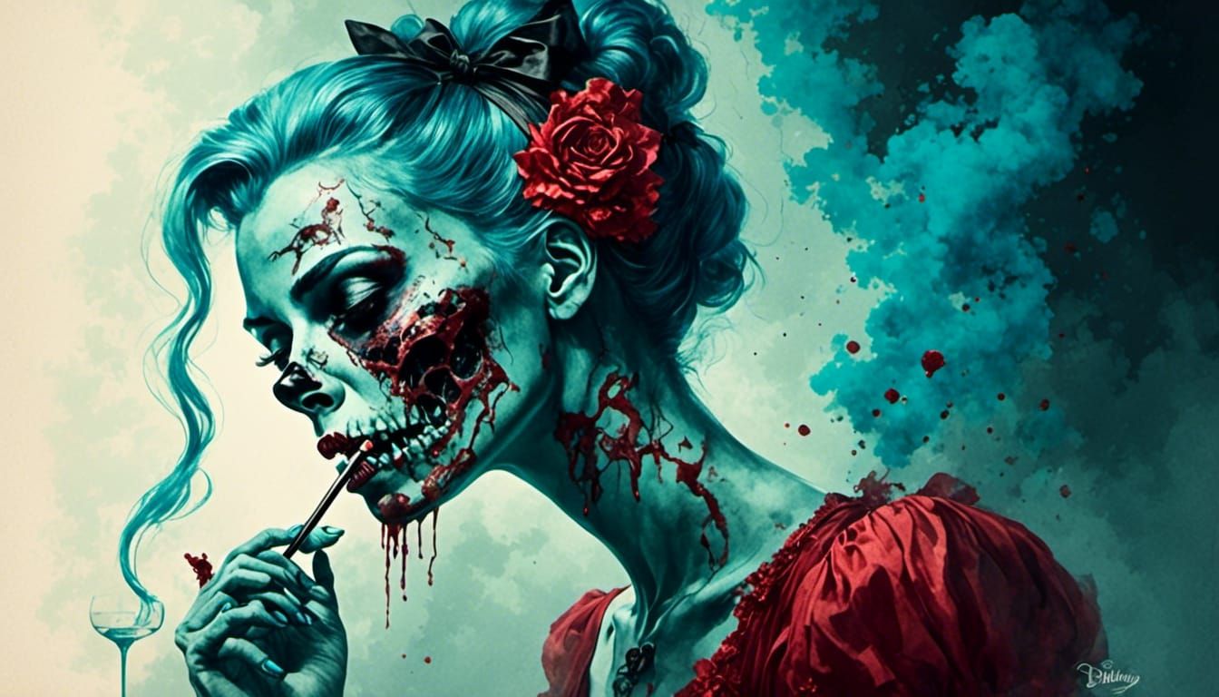 Zombie Snorting Powder: Fairytale Retro Rockabilly Style