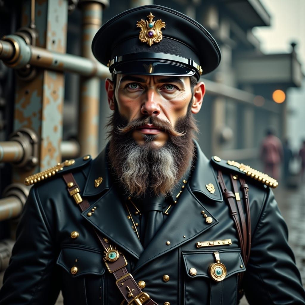 Proud Submarine Captain in Surrealist Style