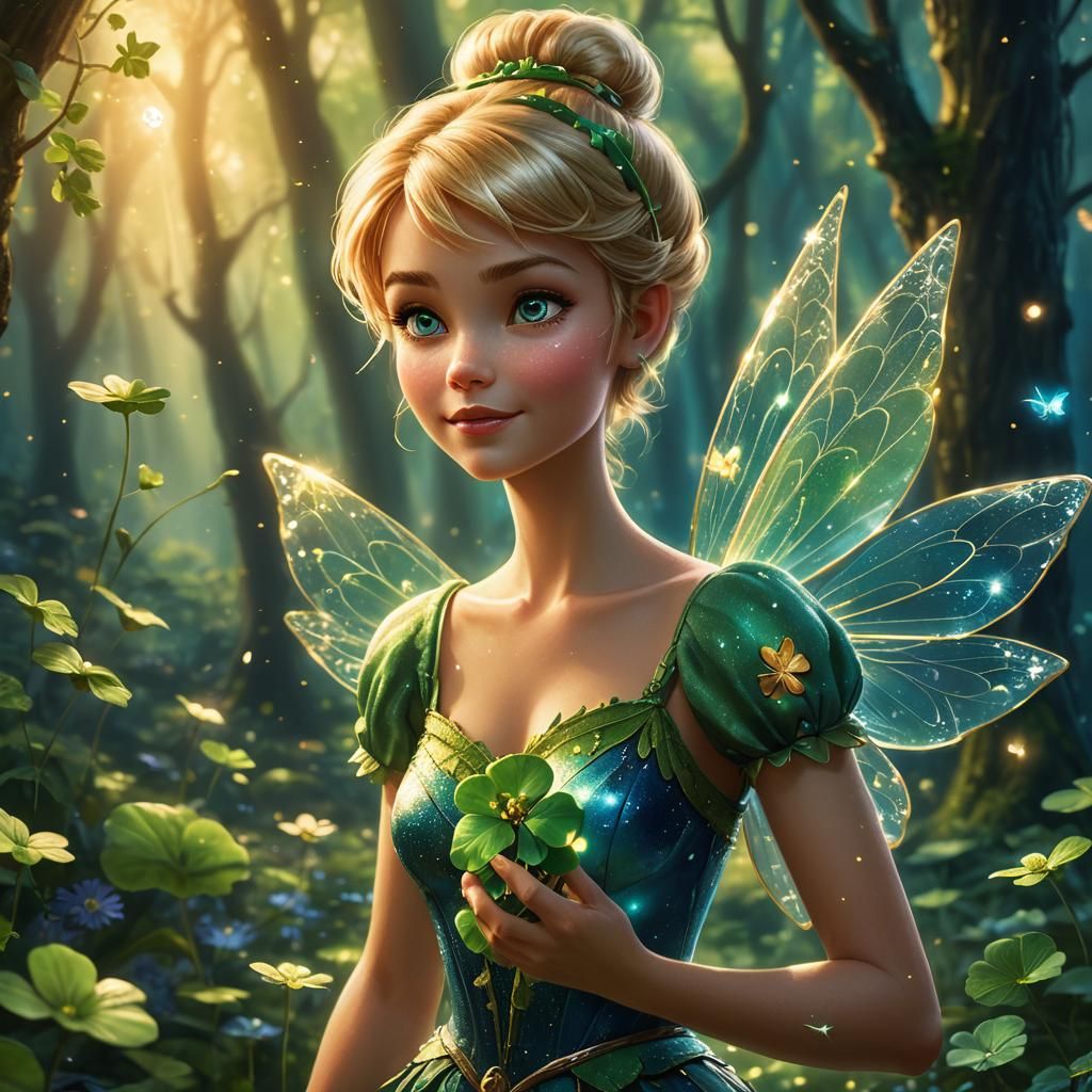 Tinker Bell and Four-Leaf Clover, Fantasy Art