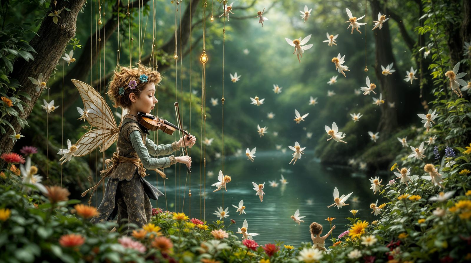 Whimsical Marionette Performs for Enchanted Fairy Dance in D...