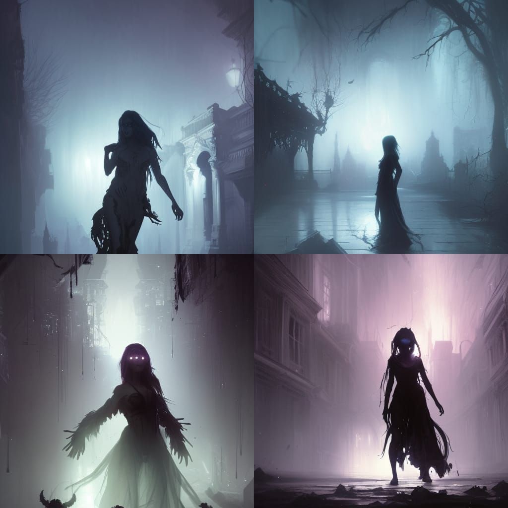 Haunted Spider Girl with Glowing Eyes