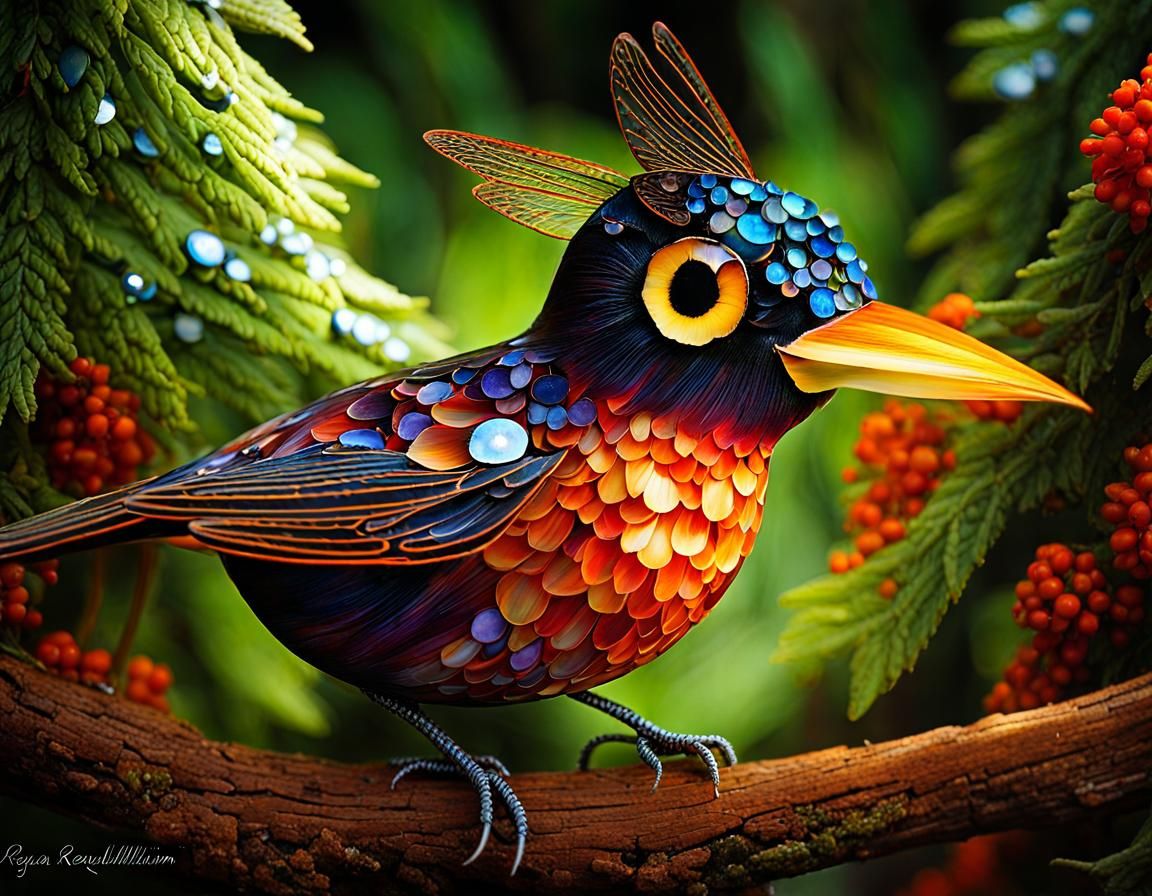 Surreal Composition with Vermillion and Birefringence