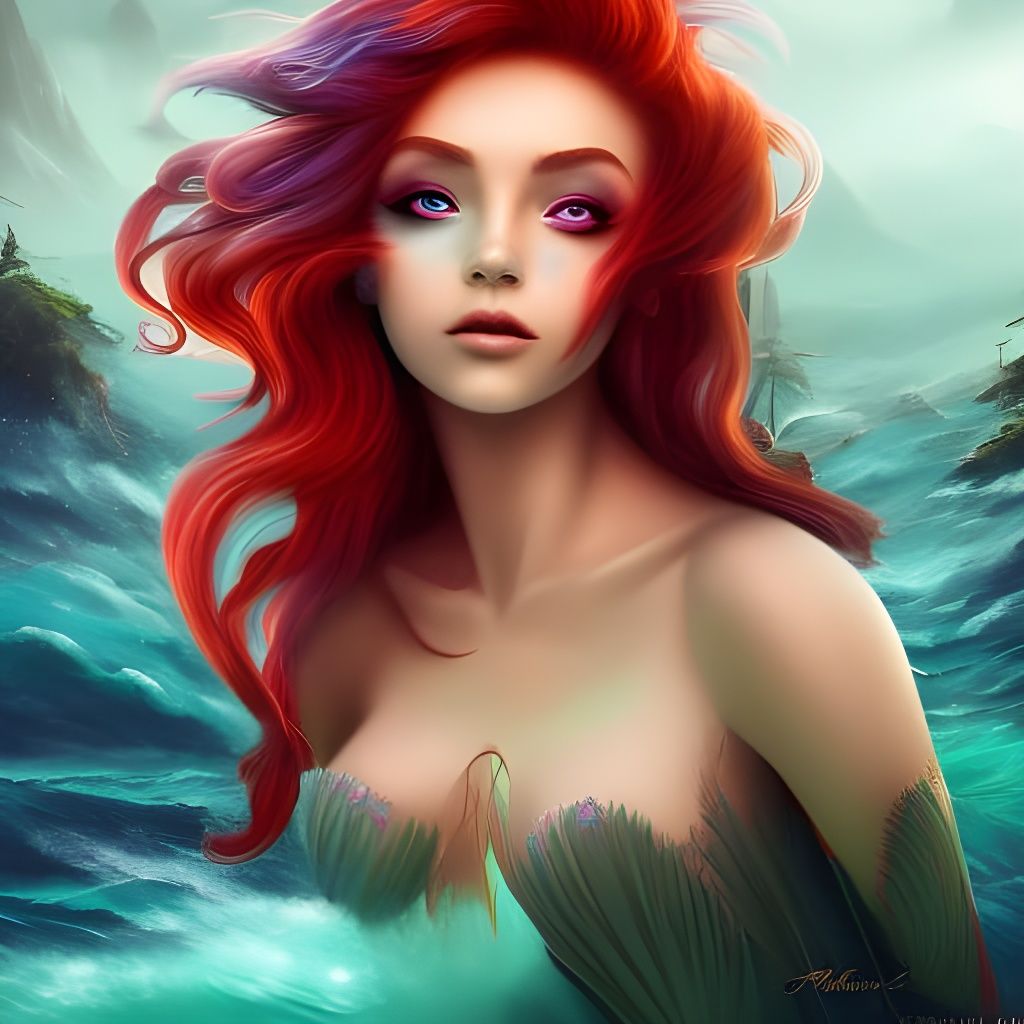 Magical Mermaid Portrait on Ocean Beach