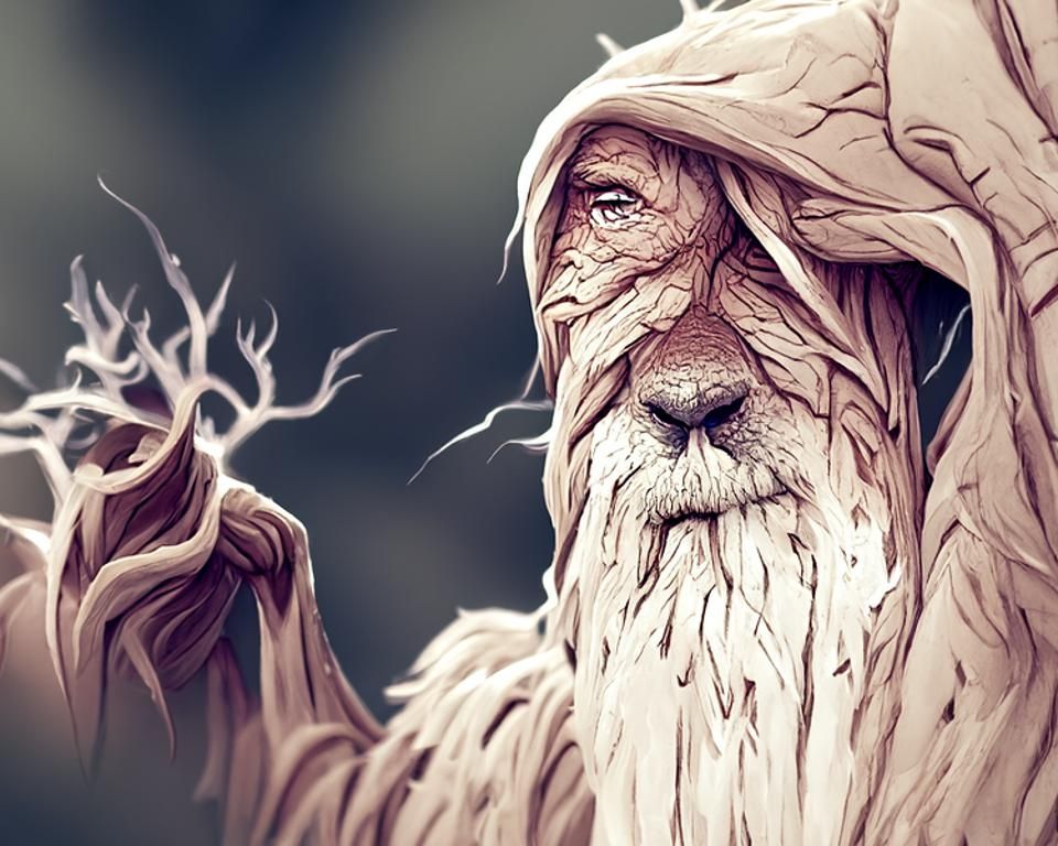 Old Druid Digital Art in a Detailed Style