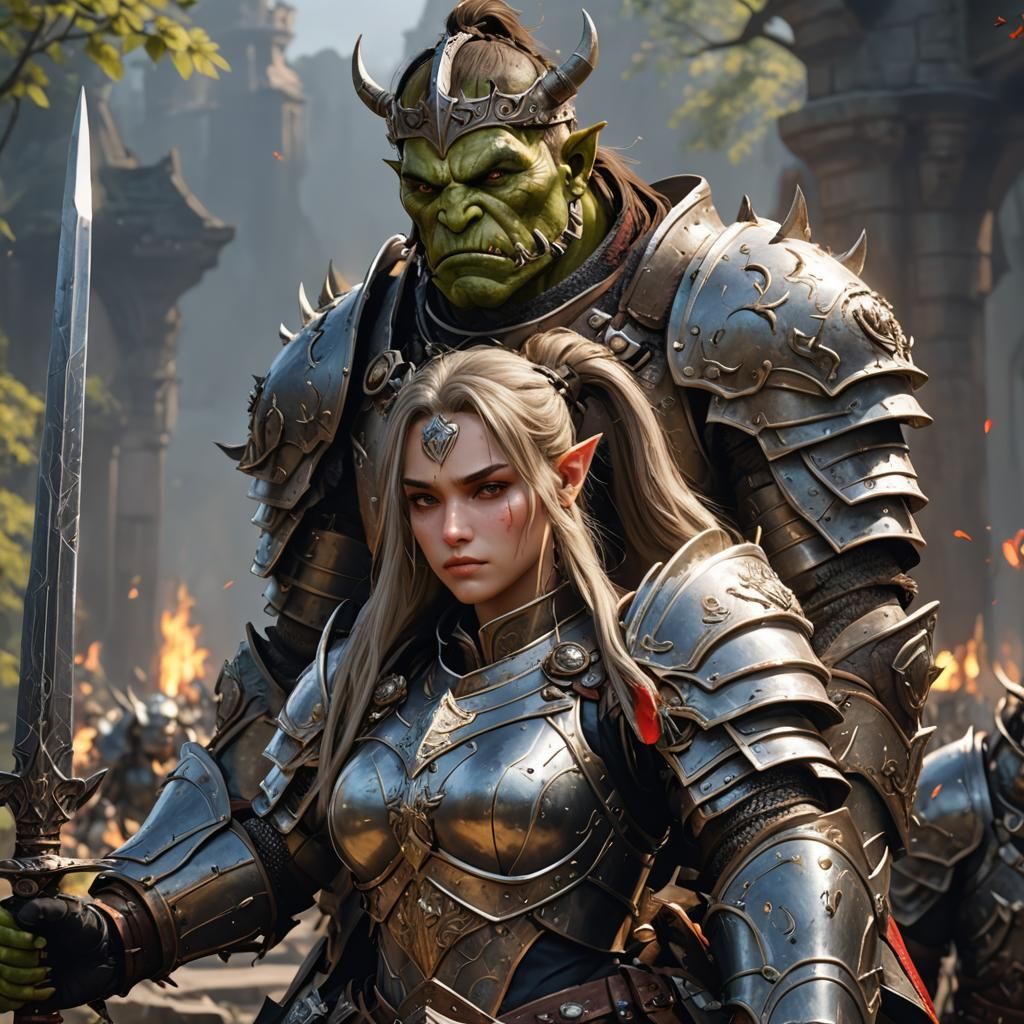 Orc King's Love: Beautiful Knight in Anime Style