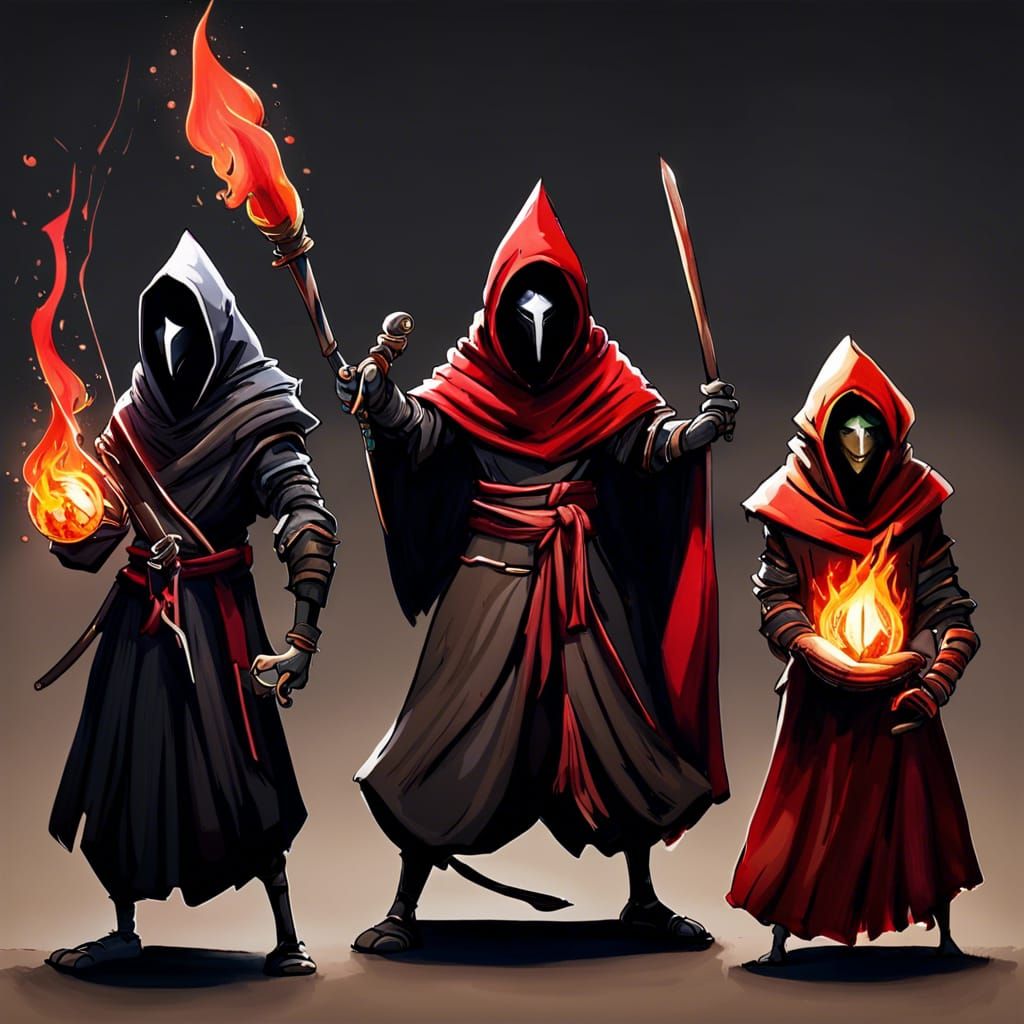 Three Kenkus: Detailed Matte Painting in Fantasy Style