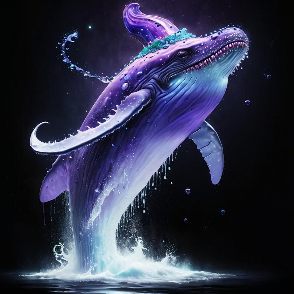 Cosmic Whale in Blueberry Milk Sea