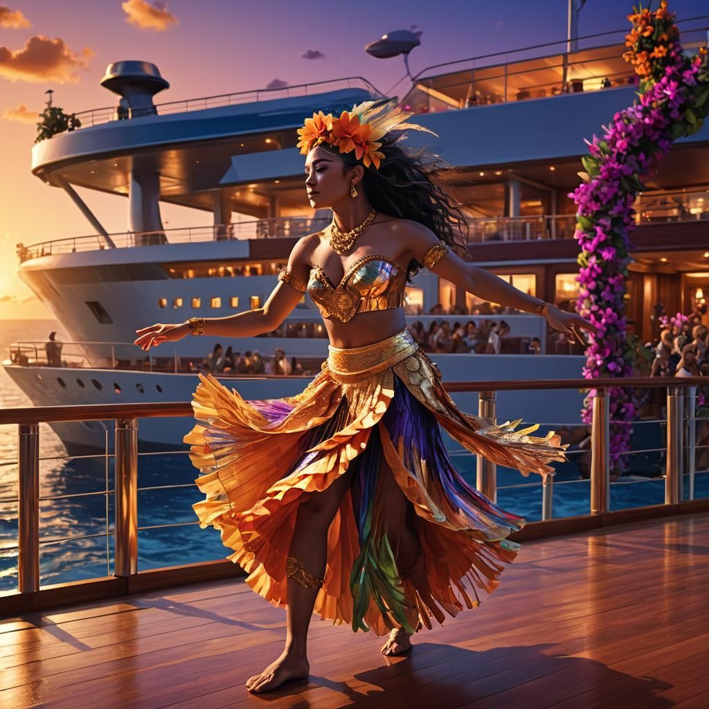 Tahitian Dancer on Cruise Ship: Digital Matte Painting