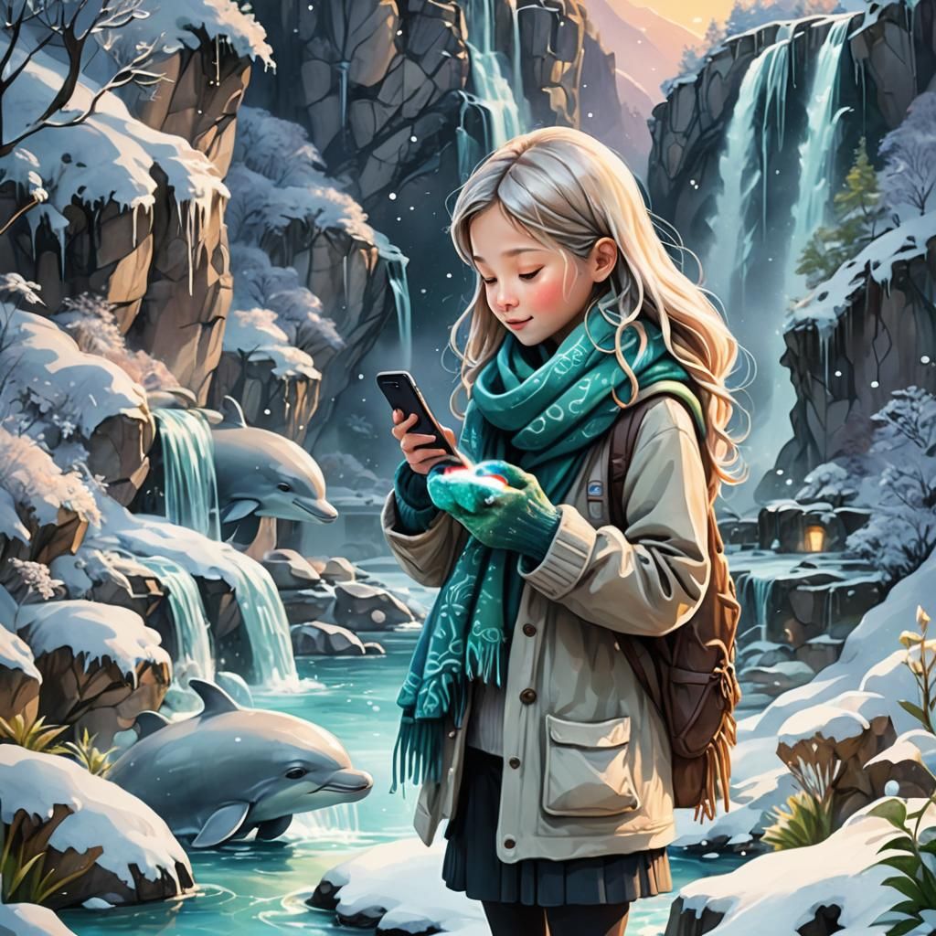 Dolphin in Cozy Scarf: Whimsical 3D Render