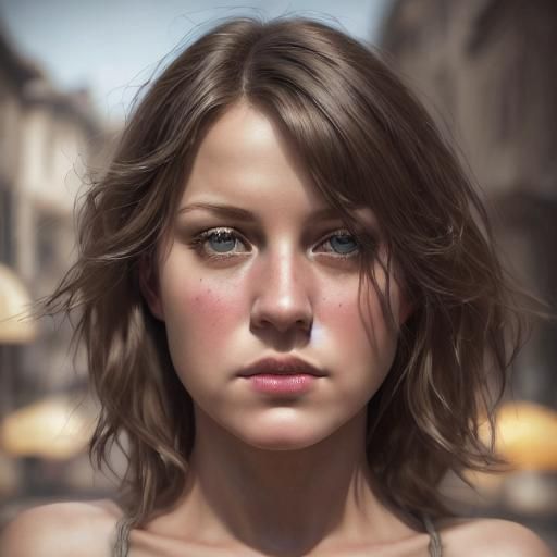 Hyperreal Brunette Portrait in Digital Art Style