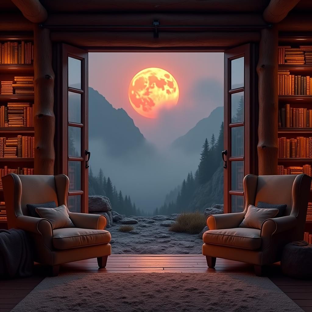 Scottish Glen Supermoon from Cosy Log Cabin