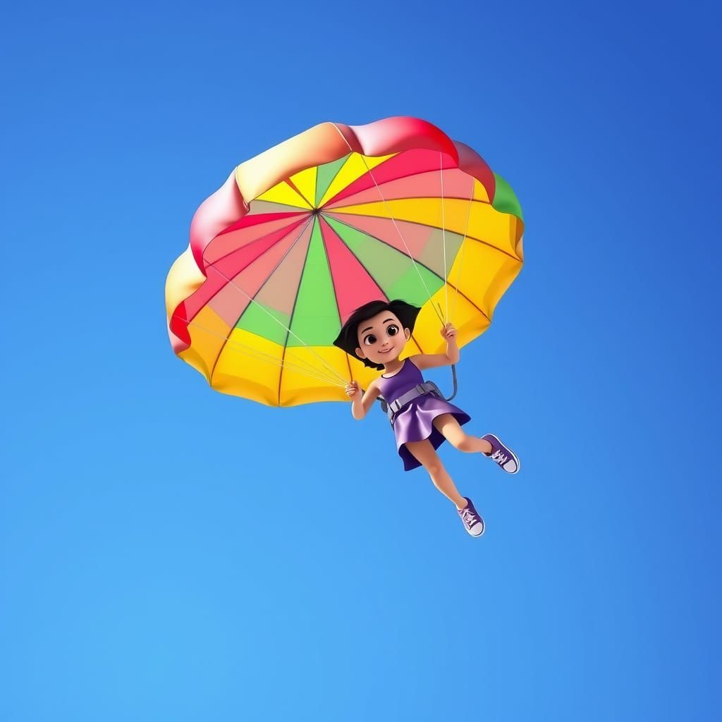 Luna Soars with Colorful Parachute: 3D Nick Jr. Style