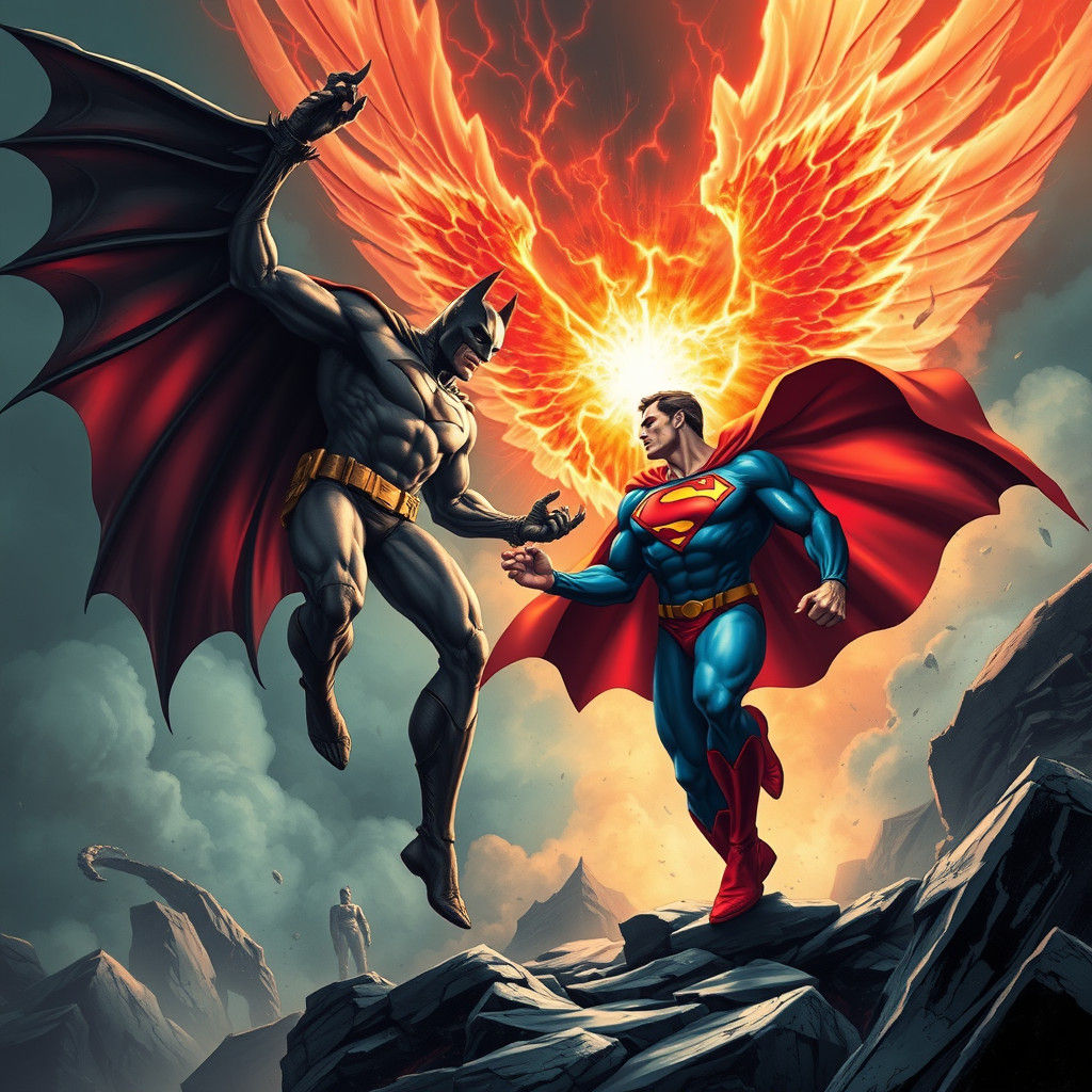God Superman Versus Demon Batman Digital Art