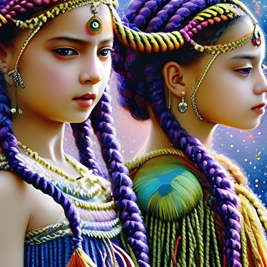 Joyous Girls with Yarn Braids: A Photorealistic Masterpiece