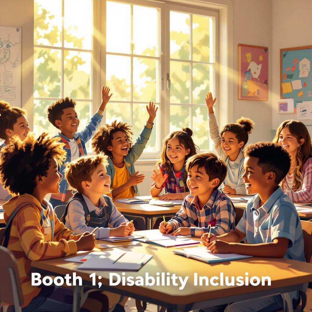 Inclusive Classroom Scene with Diverse Children Learning