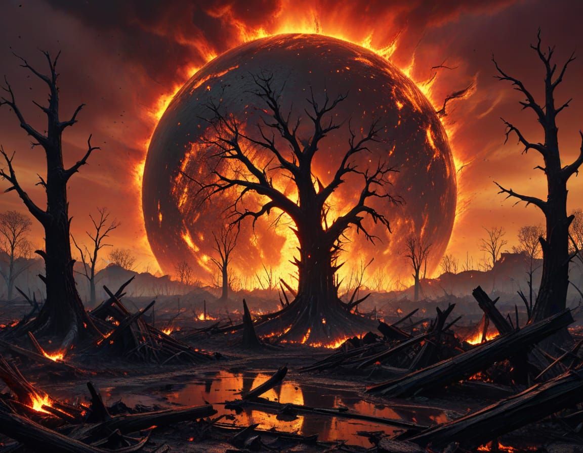 Apocalyptic Sci-Fi Landscape in Ruins: Digital Art